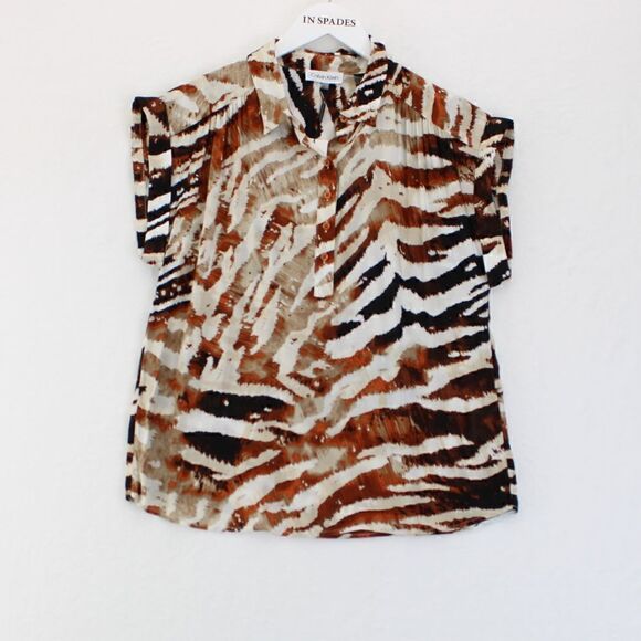 Calvin Klein Womens Animal Print Sleeveles BlackTerra Multi S - Picture 2 of 3